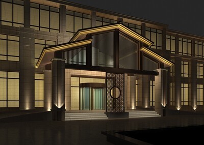 傳統(tǒng)與現(xiàn)代的交融 中式建筑夜景下的門(mén)頭與外立面設(shè)計(jì)